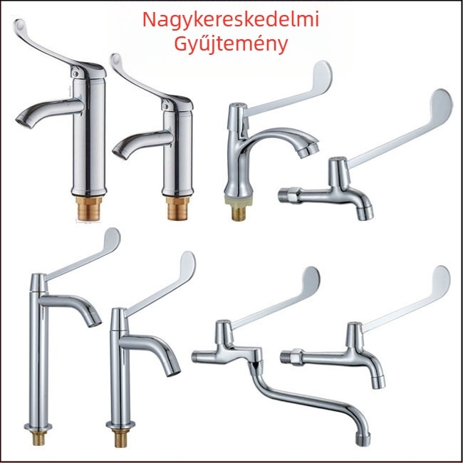 Orvosi mosdó könyökös működtetéssel, falra szerelt, sárgaréz test, 0–50°C, 9 MPa, réz szeleptest
