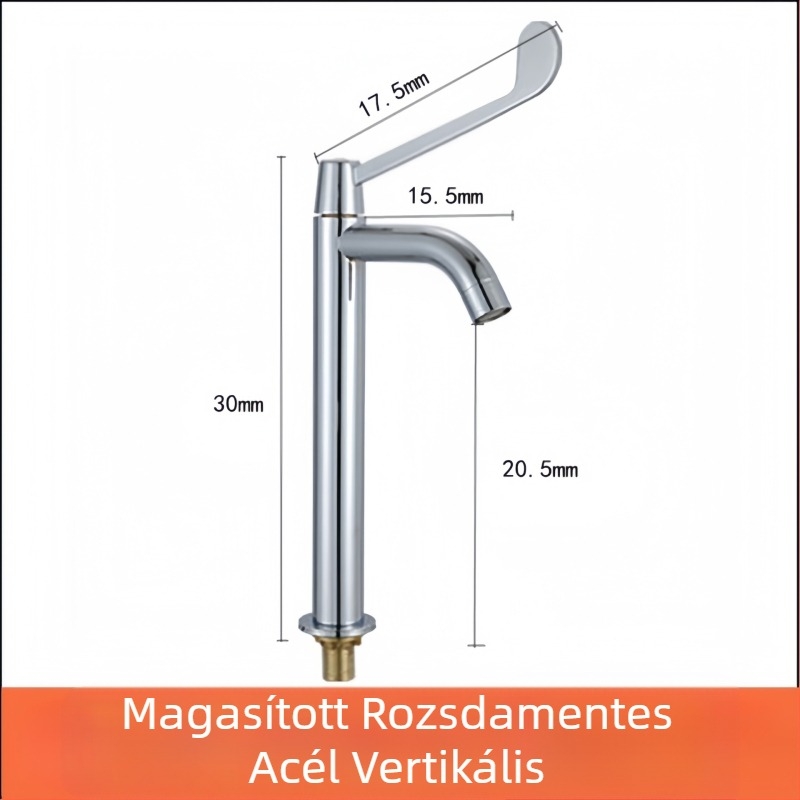 Orvosi mosdó könyökös működtetéssel, falra szerelt, sárgaréz test, 0–50°C, 9 MPa, réz szeleptest