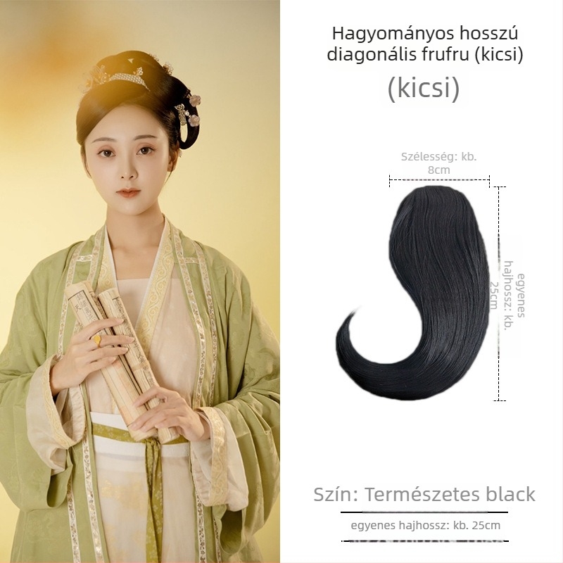 Ferde frufruval rendelkező paróka, kézzel szőtt, univerzális illeszkedés