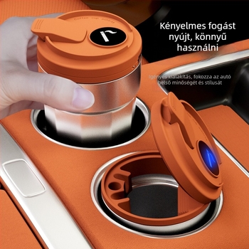 Autóba szerelhető hamutál fedővel, ABS anyag, univerzális modell, gravírozási folyamat, automatikus füstcsillapítás