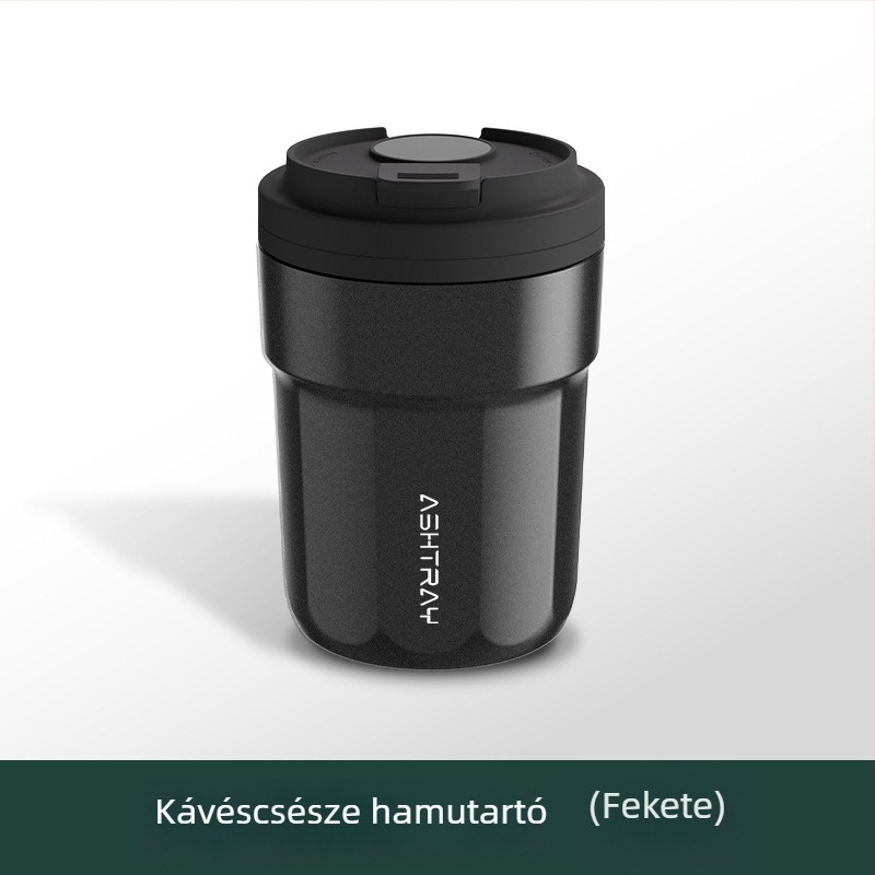 Autóba szerelhető hamutál fedővel, ABS anyag, univerzális modell, gravírozási folyamat, automatikus füstcsillapítás