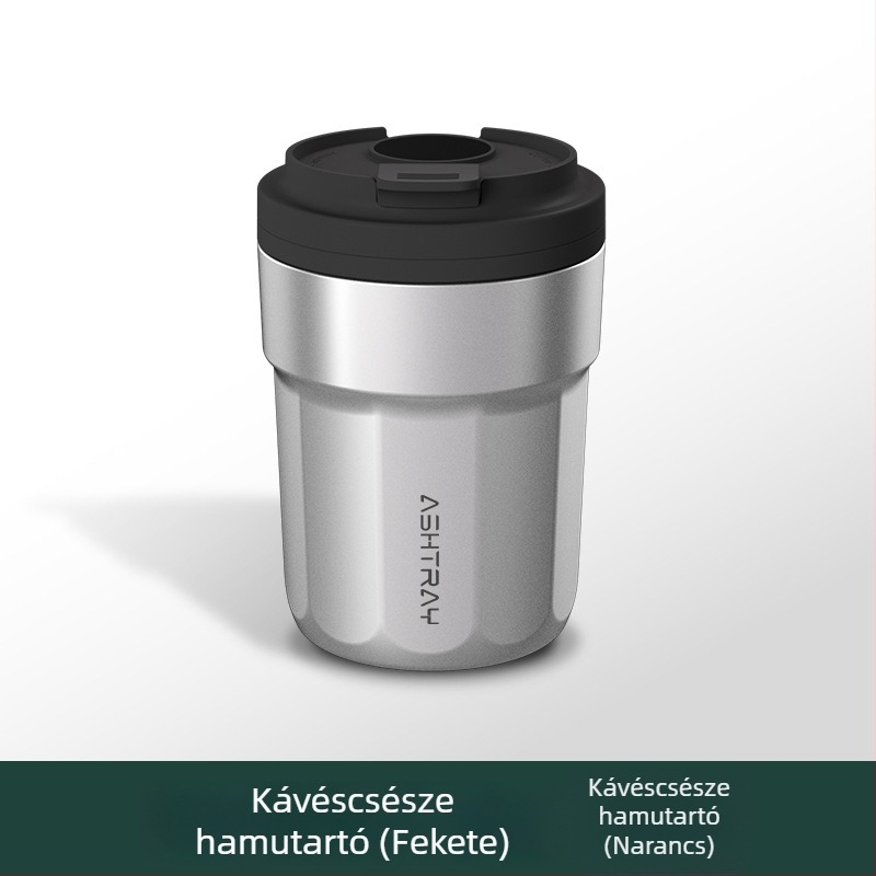 Autóba szerelhető hamutál fedővel, ABS anyag, univerzális modell, gravírozási folyamat, automatikus füstcsillapítás