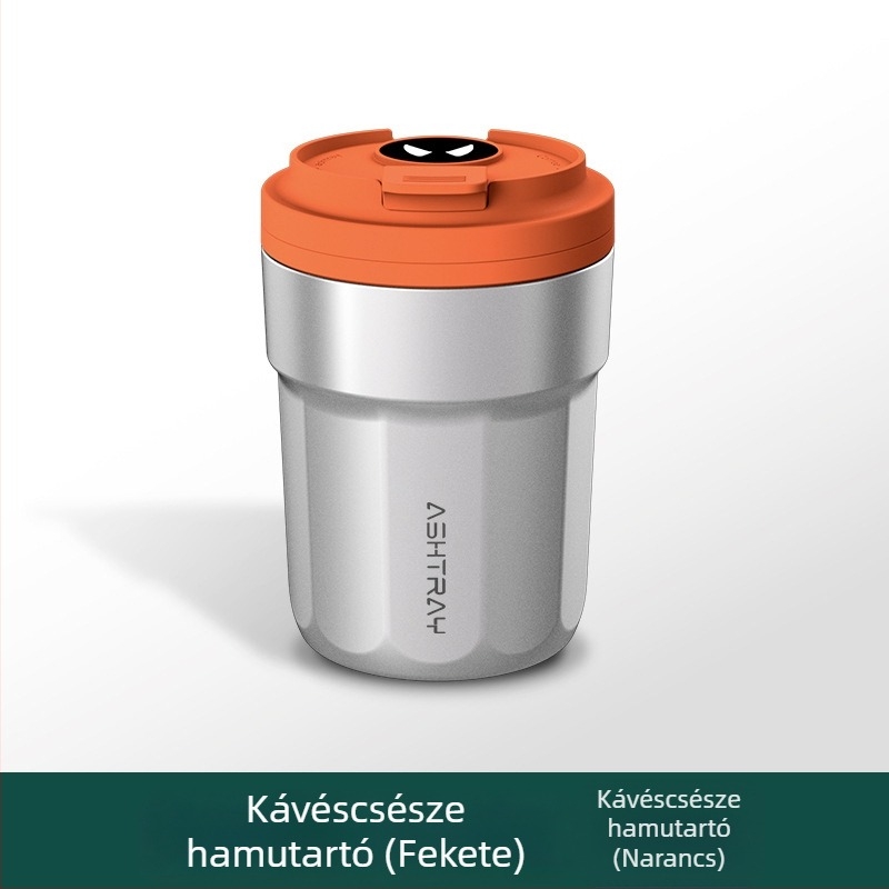 Autóba szerelhető hamutál fedővel, ABS anyag, univerzális modell, gravírozási folyamat, automatikus füstcsillapítás