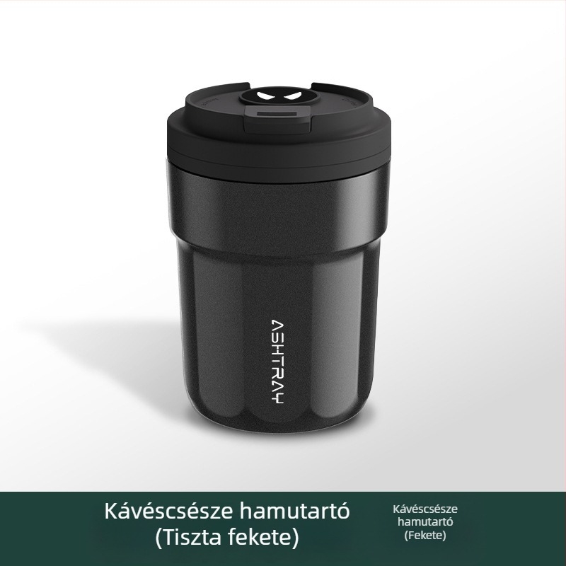 Autóba szerelhető hamutál fedővel, ABS anyag, univerzális modell, gravírozási folyamat, automatikus füstcsillapítás