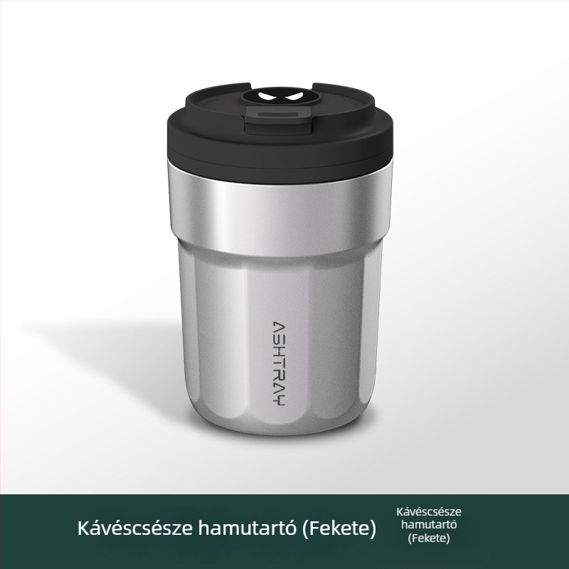 Autóba szerelhető hamutál fedővel, ABS anyag, univerzális modell, gravírozási folyamat, automatikus füstcsillapítás