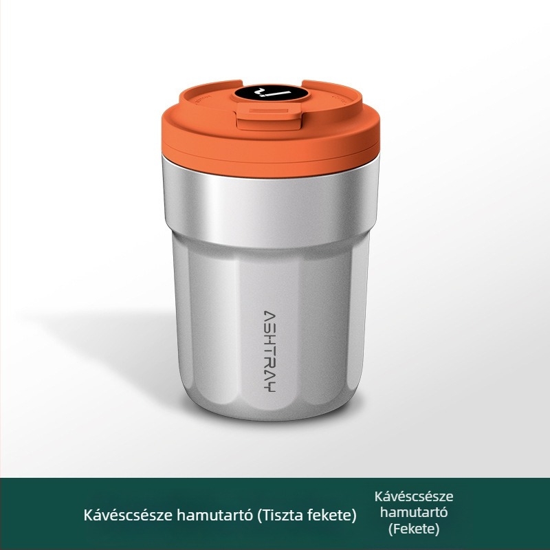 Autóba szerelhető hamutál fedővel, ABS anyag, univerzális modell, gravírozási folyamat, automatikus füstcsillapítás