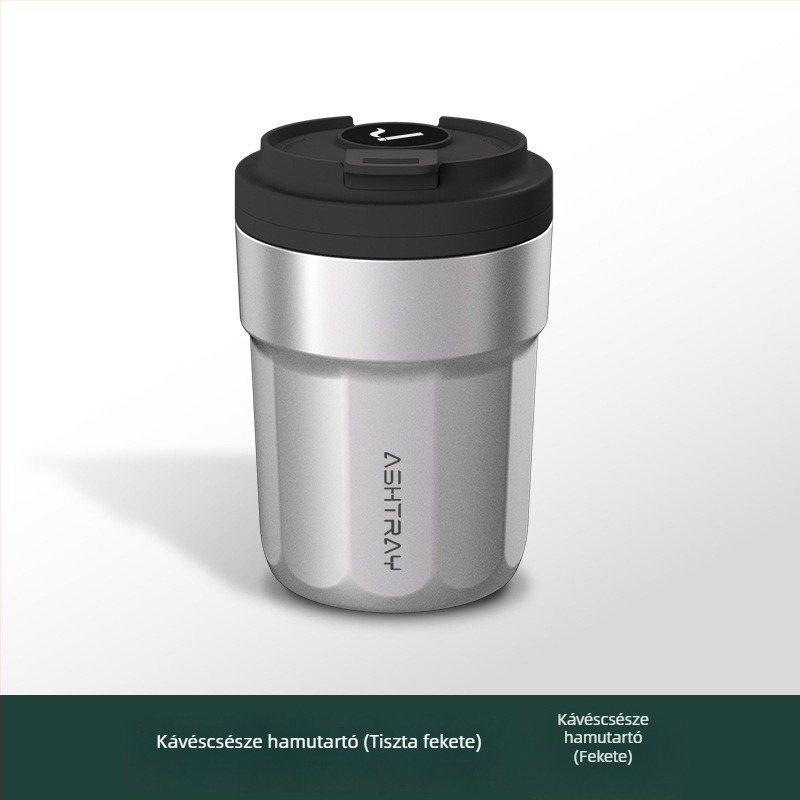 Autóba szerelhető hamutál fedővel, ABS anyag, univerzális modell, gravírozási folyamat, automatikus füstcsillapítás