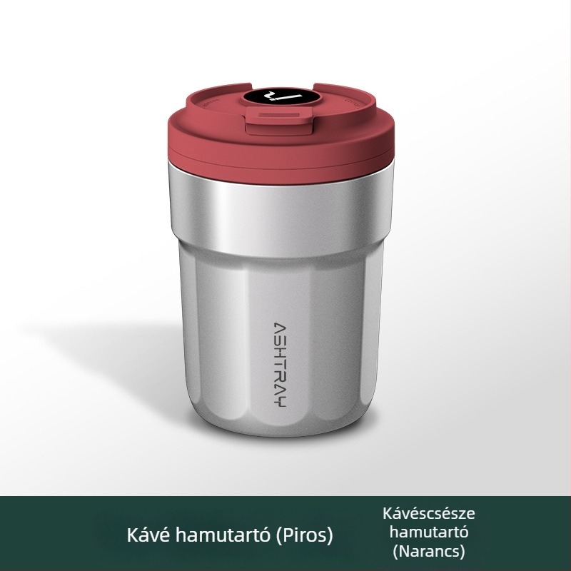 Autóba szerelhető hamutál fedővel, ABS anyag, univerzális modell, gravírozási folyamat, automatikus füstcsillapítás