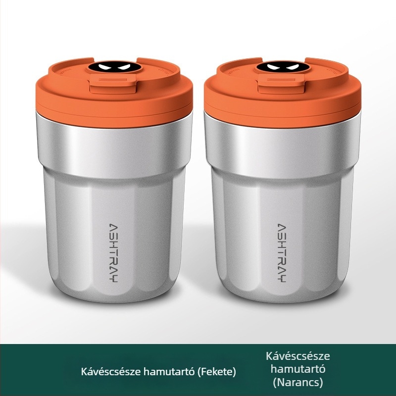 Autóba szerelhető hamutál fedővel, ABS anyag, univerzális modell, gravírozási folyamat, automatikus füstcsillapítás