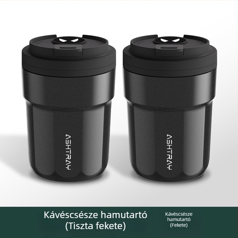 Autóba szerelhető hamutál fedővel, ABS anyag, univerzális modell, gravírozási folyamat, automatikus füstcsillapítás