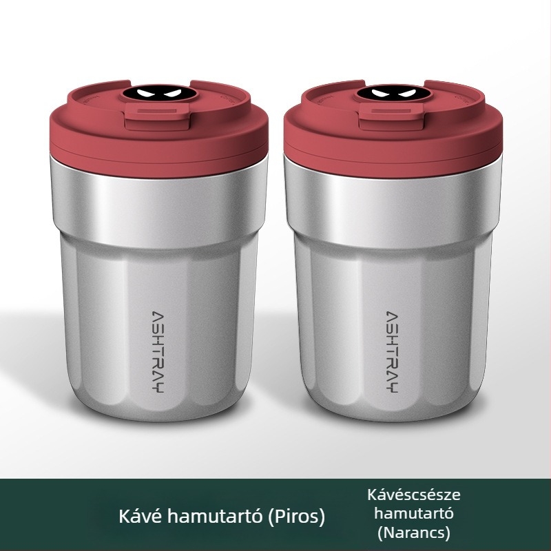 Autóba szerelhető hamutál fedővel, ABS anyag, univerzális modell, gravírozási folyamat, automatikus füstcsillapítás