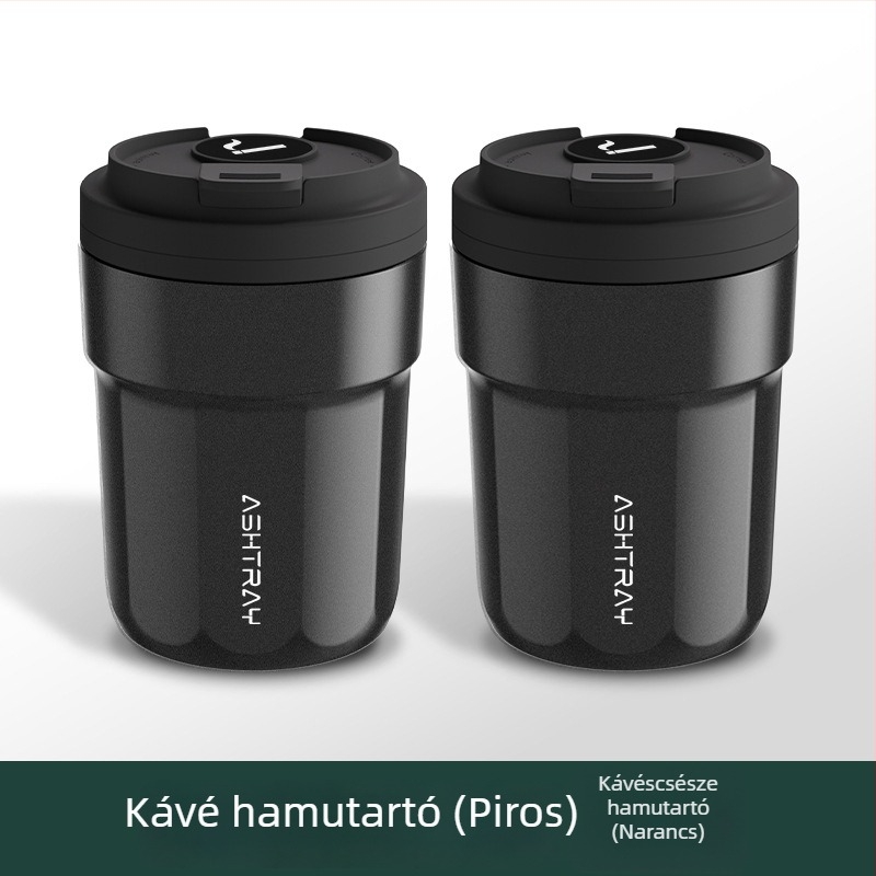 Autóba szerelhető hamutál fedővel, ABS anyag, univerzális modell, gravírozási folyamat, automatikus füstcsillapítás