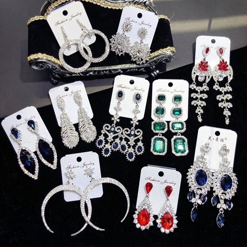 Luoxiang kristályos bojtos fülbevalók, elektroplakálás, acél fülcsap, divatos stílus