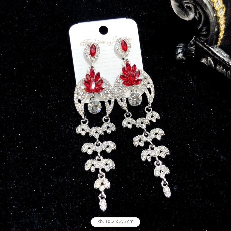 Luoxiang kristályos bojtos fülbevalók, elektroplakálás, acél fülcsap, divatos stílus