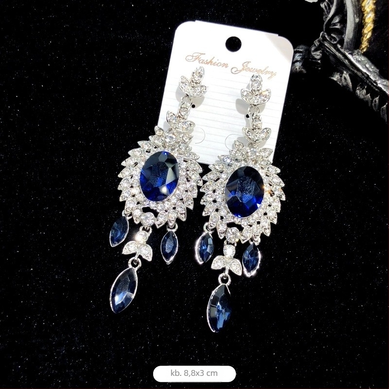 Luoxiang kristályos bojtos fülbevalók, elektroplakálás, acél fülcsap, divatos stílus