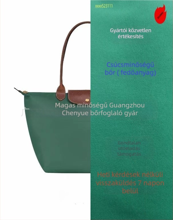 Longxiang klasszikus nylon dumpling táska fedéllel, összecsukható, városi stílus, nylon bélés, cipzáras zárás, belső zsebek telefon és ID