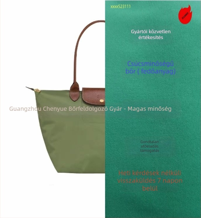 Longxiang klasszikus nylon dumpling táska fedéllel, összecsukható, városi stílus, nylon bélés, cipzáras zárás, belső zsebek telefon és ID