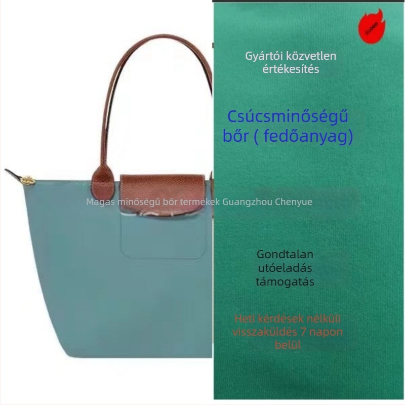 Longxiang klasszikus nylon dumpling táska fedéllel, összecsukható, városi stílus, nylon bélés, cipzáras zárás, belső zsebek telefon és ID
