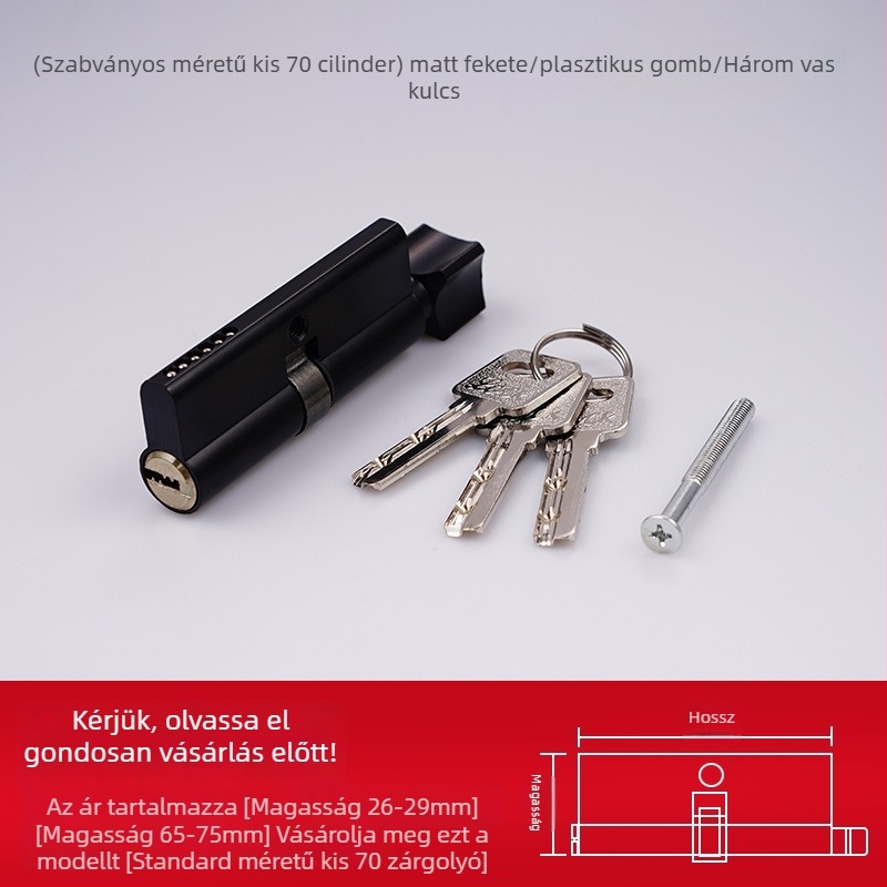 Hálószoba ajtózár beltéri, univerzális, alumíniumötvözet, modell SX-001, zártest, modern minimál stílus