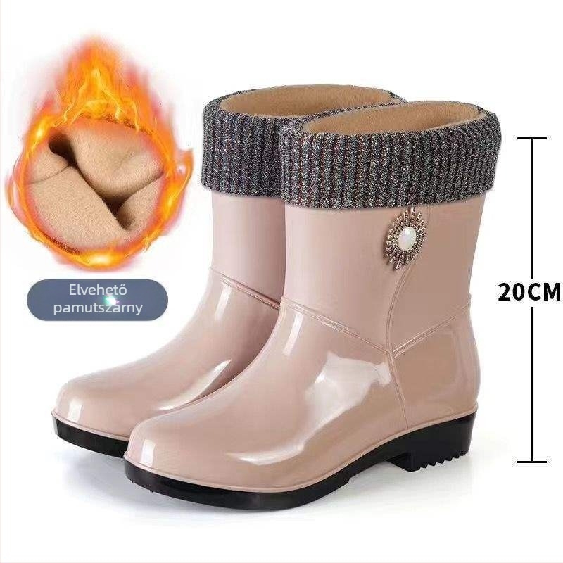 Női esőcsizma, középmagas szár, PVC felsőrészek, felnőtteknek, ősz–tél