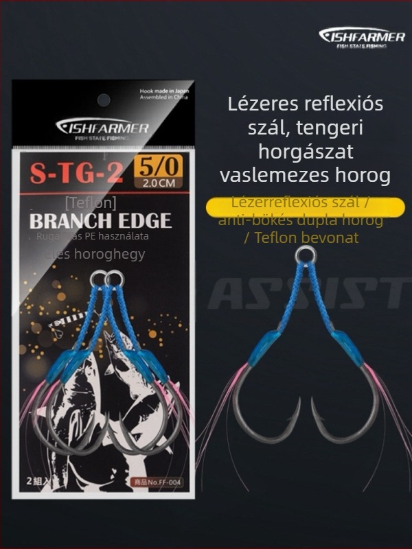 Vasból készült horgászhorog lassú rezgés dizájnnal, dupla horog, tövises éllel, tengeri horgászatra hajóról