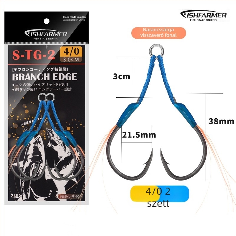 Vasból készült horgászhorog lassú rezgés dizájnnal, dupla horog, tövises éllel, tengeri horgászatra hajóról