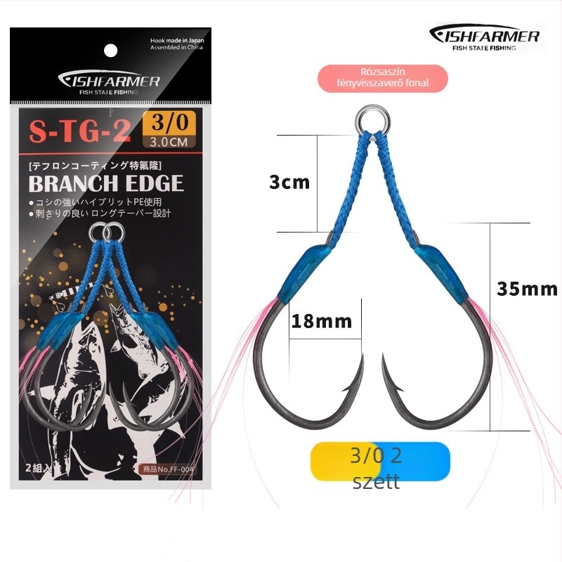 Vasból készült horgászhorog lassú rezgés dizájnnal, dupla horog, tövises éllel, tengeri horgászatra hajóról