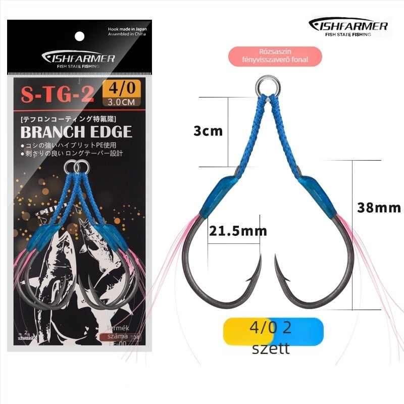 Vasból készült horgászhorog lassú rezgés dizájnnal, dupla horog, tövises éllel, tengeri horgászatra hajóról