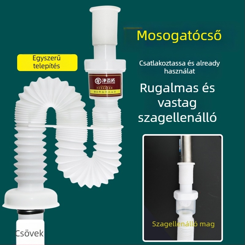 Mosdólefolyócső – anti-odor, rozsdamentes acél, modell Sink Drain Pipe, termékszám F77H55MMSTT7JT