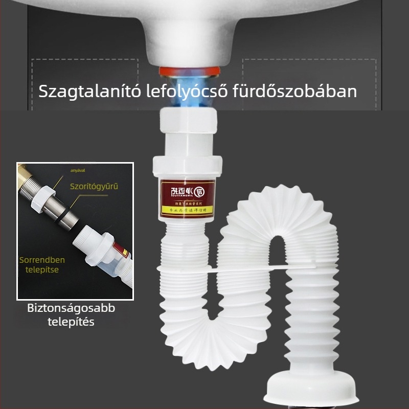 Mosdólefolyócső – anti-odor, rozsdamentes acél, modell Sink Drain Pipe, termékszám F77H55MMSTT7JT
