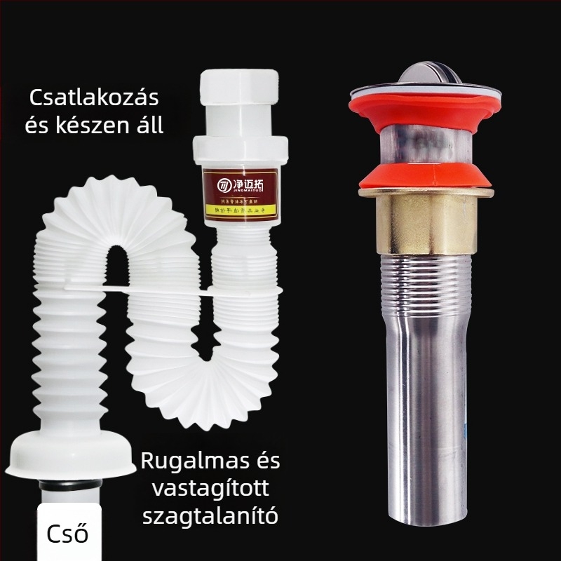 Mosdólefolyócső – anti-odor, rozsdamentes acél, modell Sink Drain Pipe, termékszám F77H55MMSTT7JT