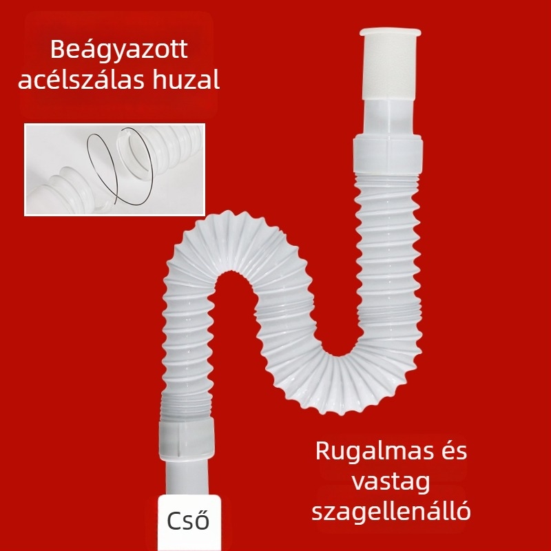 Mosdólefolyócső – anti-odor, rozsdamentes acél, modell Sink Drain Pipe, termékszám F77H55MMSTT7JT