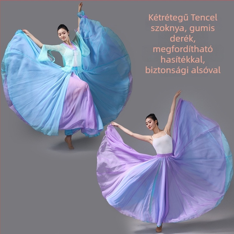 Klasszikus tánc duplarétegű, széles szoknya, gyakorlásra és előadásra, ősi-stílusú modern táncruha négyszög tánchoz