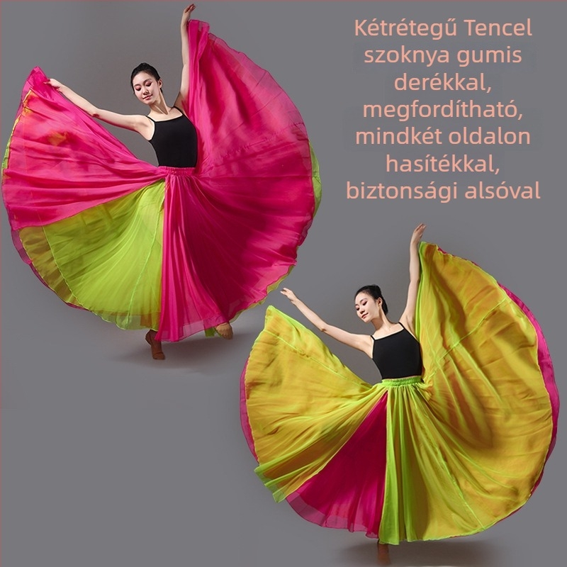 Klasszikus tánc duplarétegű, széles szoknya, gyakorlásra és előadásra, ősi-stílusú modern táncruha négyszög tánchoz
