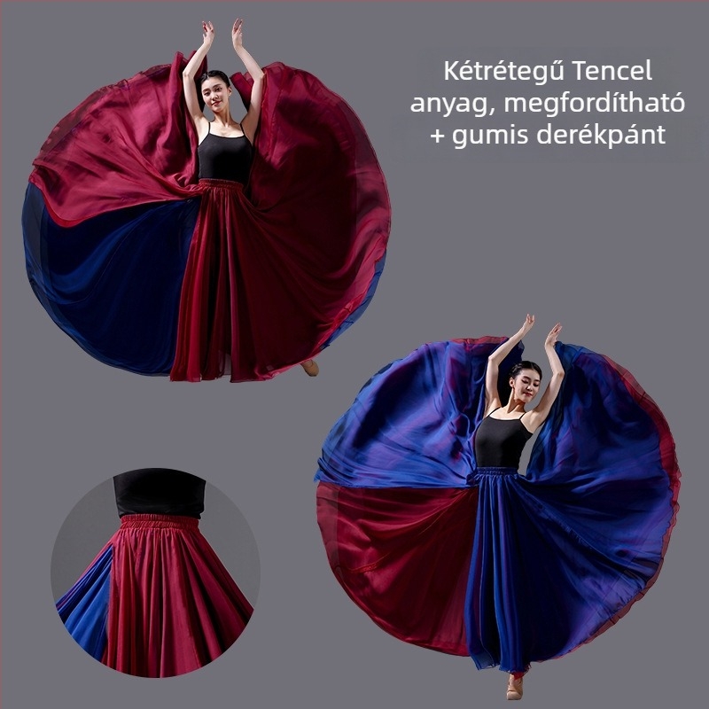 Klasszikus tánc duplarétegű, széles szoknya, gyakorlásra és előadásra, ősi-stílusú modern táncruha négyszög tánchoz
