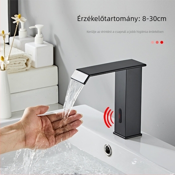 Indukciós mosdócsaptelep, modell 8835, egylyukú függő szerelés, teljes rézből készült szeleptömb, induktív nyitás