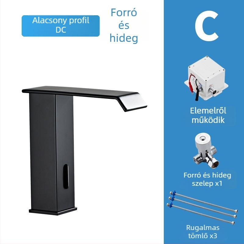 Indukciós mosdócsaptelep, modell 8835, egylyukú függő szerelés, teljes rézből készült szeleptömb, induktív nyitás