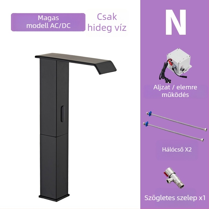 Indukciós mosdócsaptelep, modell 8835, egylyukú függő szerelés, teljes rézből készült szeleptömb, induktív nyitás