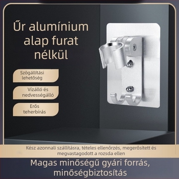 Űripari minőségű alumínium zuhanyfej-tartó, fúrás nélküli, falra szerelhető, csiszolt felülettel, modern minimalista stílus