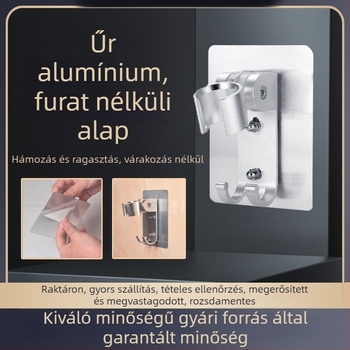 Űripari minőségű alumínium zuhanyfej-tartó, fúrás nélküli, falra szerelhető, csiszolt felülettel, modern minimalista stílus
