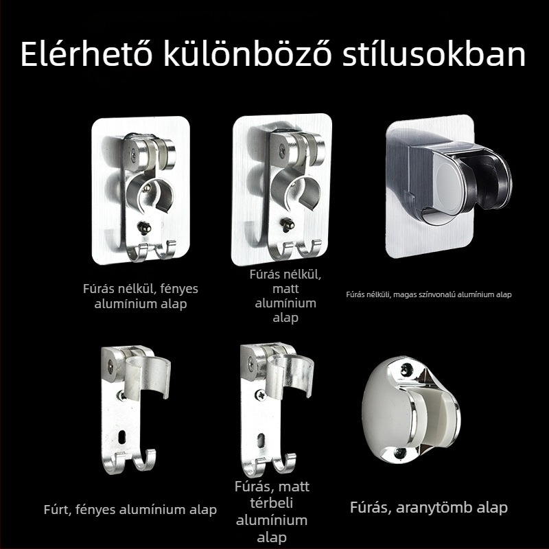Űripari minőségű alumínium zuhanyfej-tartó, fúrás nélküli, falra szerelhető, csiszolt felülettel, modern minimalista stílus