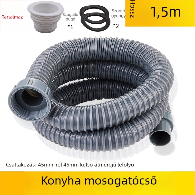 Konyhai mosogató lefolyócső meghosszabbítása — 45-ös interfész, lefolyó tömlő és tartozékok