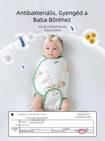 Kókusz-stílusú babaszoba alvózsák 95% feletti pamut anyagból, bélés 95% feletti pamutból, antibakteriális és nedvességelvezető, újszülötttől 12 hónapos korig, tavasz és ősz.