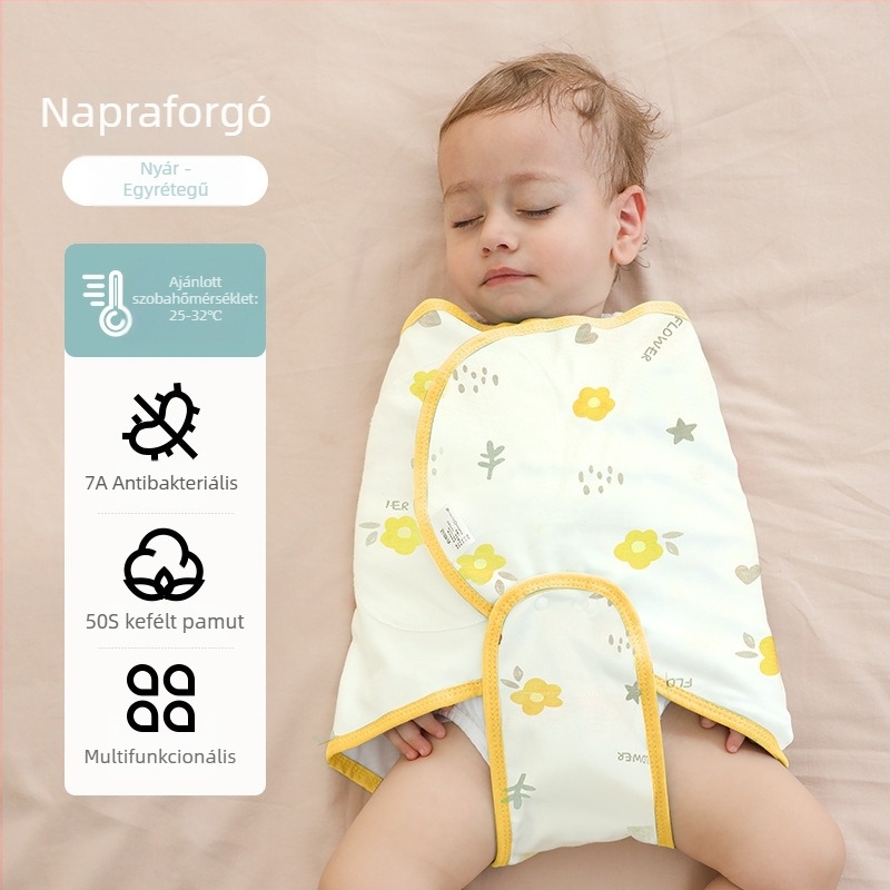 Kókusz-stílusú babaszoba alvózsák 95% feletti pamut anyagból, bélés 95% feletti pamutból, antibakteriális és nedvességelvezető, újszülötttől 12 hónapos korig, tavasz és ősz.