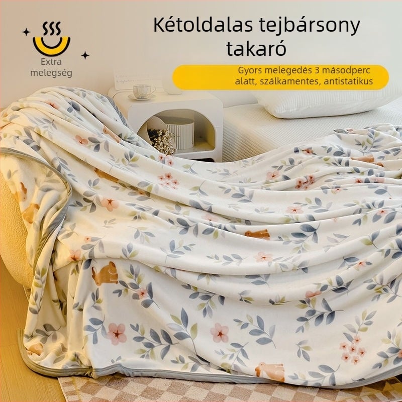 Takaró növények és virágok mintával; 100% poliészter; 500 g súly; tavasz-ősz