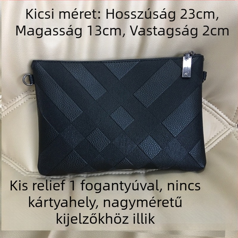 Mini Dragon férfi PU bőrből készült clutch pénztárca – domborított geometriai minta, vízálló, nylon bélés, üzleti stílus