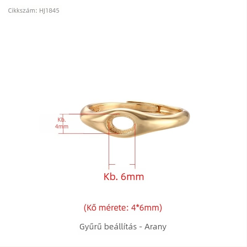 Réz gyűrűtartó, állítható nyílású, ovális forma, uniszex eredeti dizájn, elektroplátolt felület