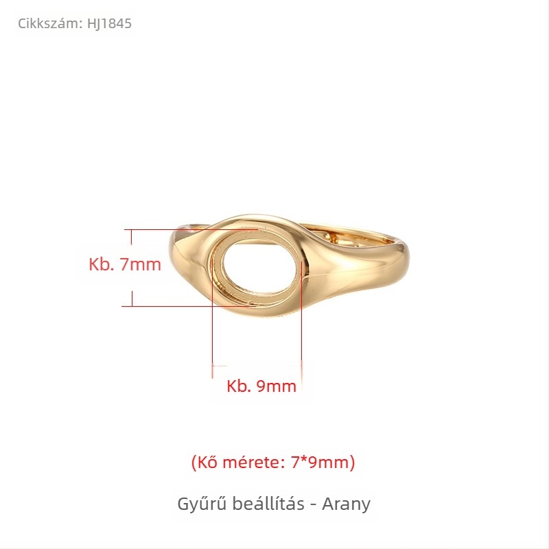 Réz gyűrűtartó, állítható nyílású, ovális forma, uniszex eredeti dizájn, elektroplátolt felület