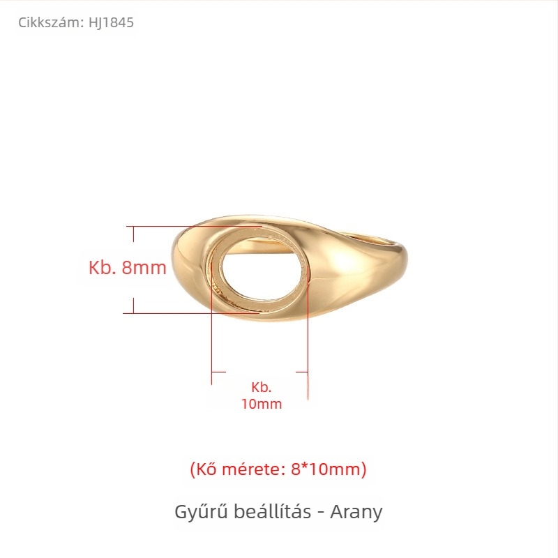 Réz gyűrűtartó, állítható nyílású, ovális forma, uniszex eredeti dizájn, elektroplátolt felület