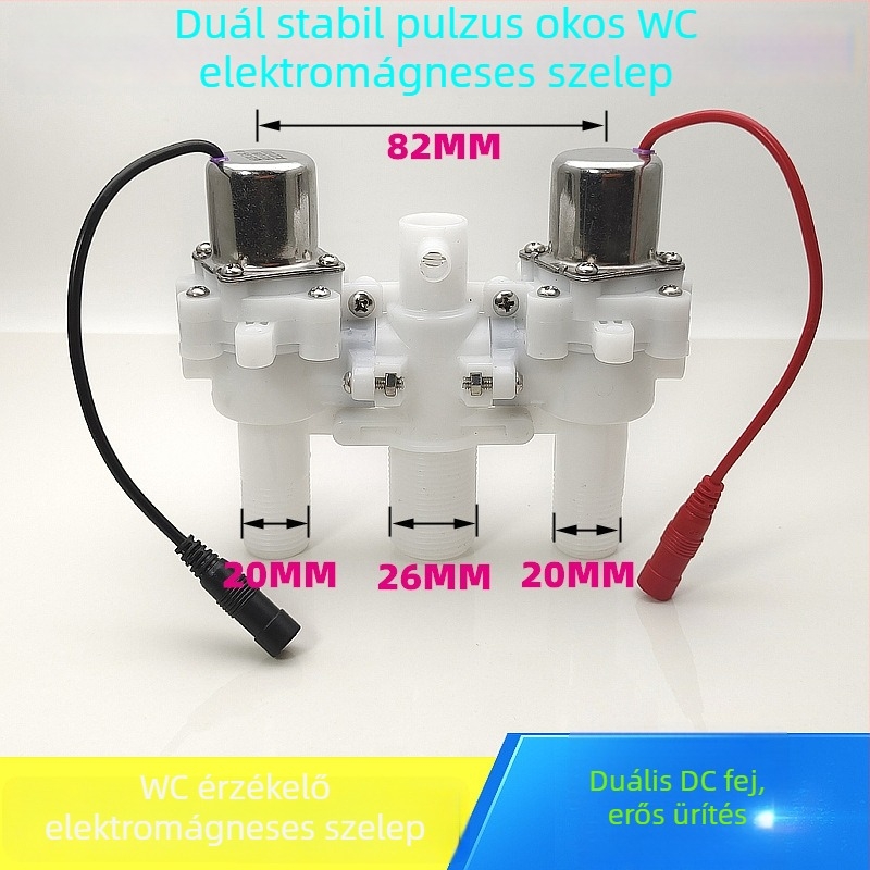 WC pulzusszelepes vezérlő – PVC, egységes kivitel, modell AC-001, öblítési mód, felső végén lévő gomb